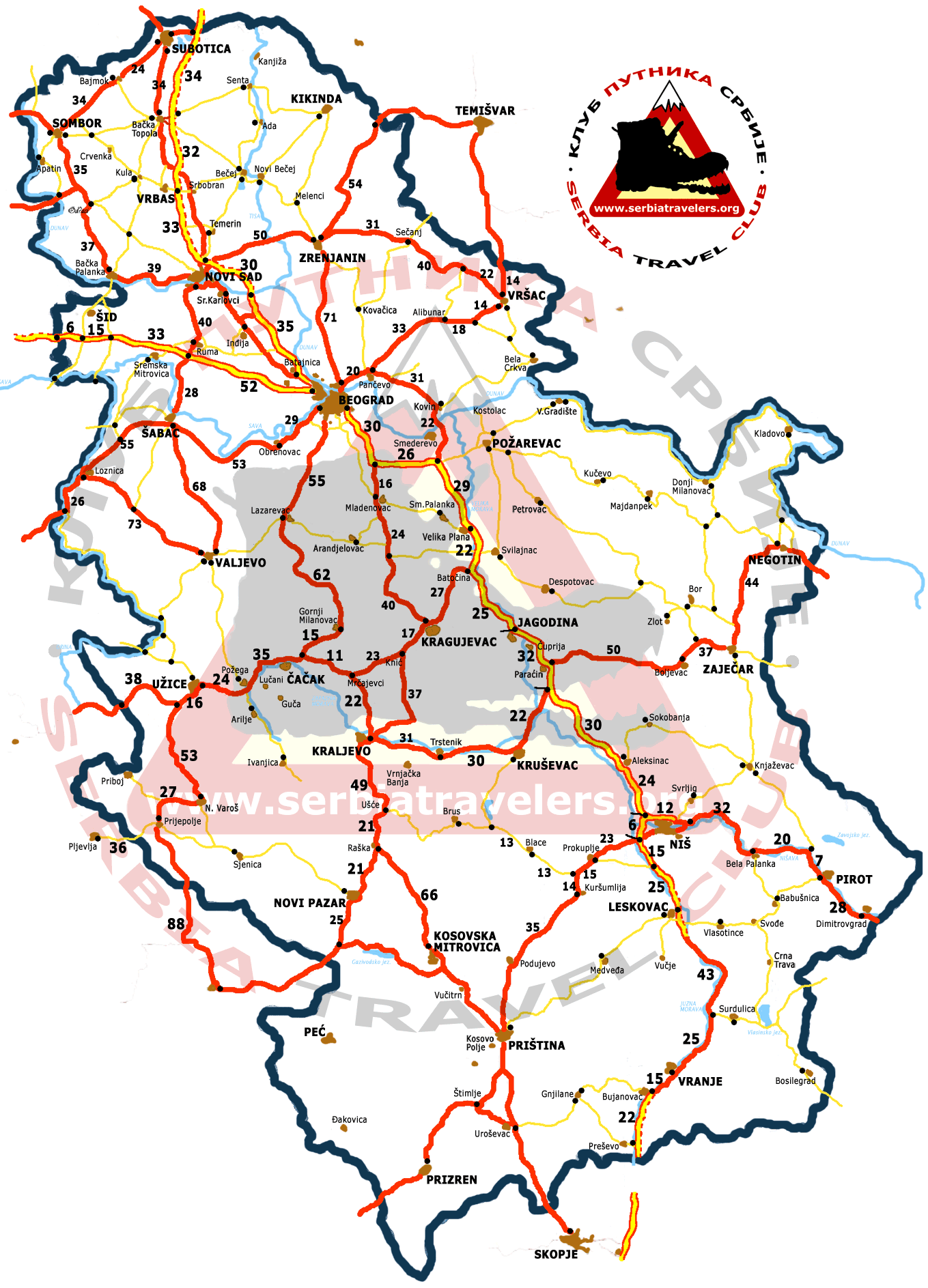 karta srbije auto Road map of Serbia karta srbije auto